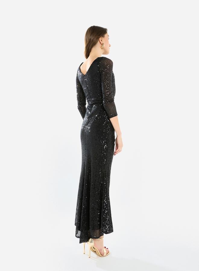 House of Moda Women Sequin Wrap Slit Maxi Dress - Image 5